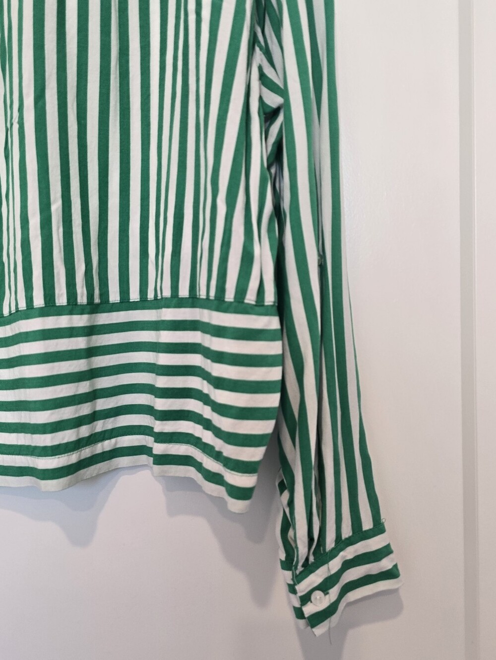 Jane + Delancey Green And White Stripe Button Up Top - Picture 3 of 7